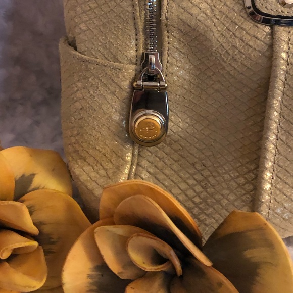 B. Makowsky Whitney Shimmer Emb Leather Satchel - Picture 2 of 6